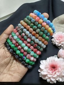 Printed Glass Bead Bracelets , Assorted,Pack of 12 pieces