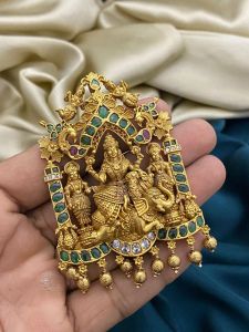 Matt finish Lakshmi Pendant Green With Maroon