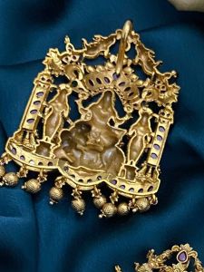 Matt finish Lakshmi Pendant Maroon