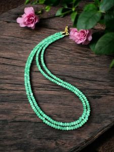 2 Layer Agate Necklace,Gold Finish Light Green