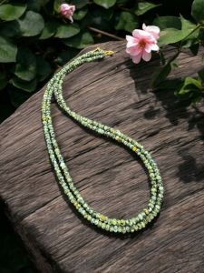 2 Layer Agate Necklace,Gold Finish Green Double Shade
