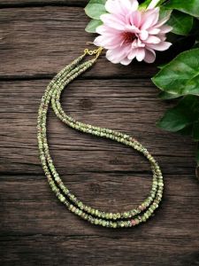 2 Layer Agate Necklace,Gold Finish Green With Black Patches