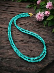 2 Layer Agate Necklace,Gold Finish Sea Green