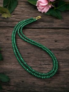 2 Layer Agate Necklace,Gold Finish Deep Green