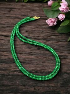 2 Layer Agate Necklace,Gold Finish Leaf Green 
