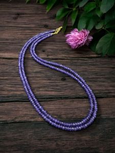 2 Layer Agate Necklace,Gold Finish Violet
