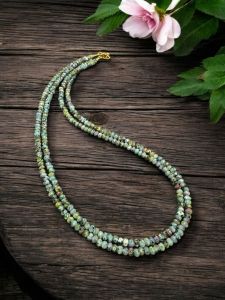 2 Layer Agate Necklace,Gold Finish Blue patches