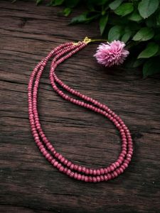 2 Layer Agate Necklace,Gold Finish Ruby 