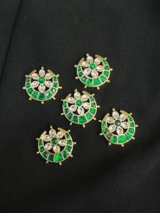 Jadau Moon Pendant, green