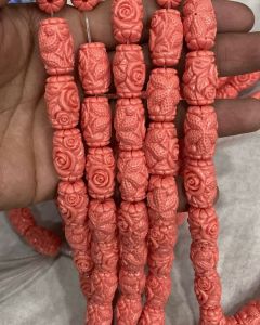 Synthetic Coral Carving Beads, Dark Peach