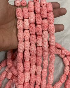 Synthetic Coral Carving Beads, Light Peach