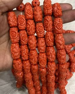 Synthetic Coral Carving Beads, Orange ( 14x20mm)