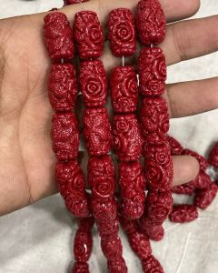 Synthetic Coral Carving Beads, Red ( 14x20mm)