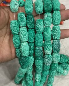 Synthetic Coral Carving Beads, Sea Green ( 14x20mm)