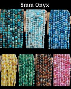 High Quality Onyx Beads, Round, 8mm,Double color, Assorted, Pack of 7 strings