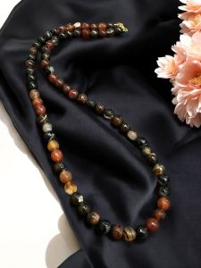 Single Layer Agate Necklace, brown dual shade