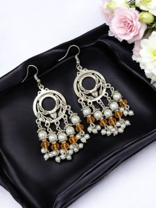Fashion Crystal pearl Loreals Earrings , orange