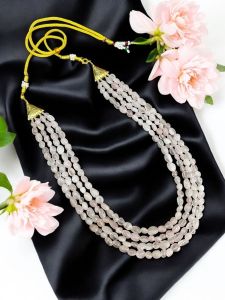 4 Layer Gemstone necklace , Rose Quartz