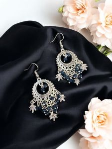 Fashion Agate with Leaf Charms Earrings blue