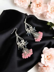 Fashion Agate Earrings blue with pink