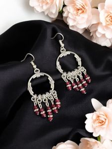 Fashion Agate beads Earrings Pinkish Maroon