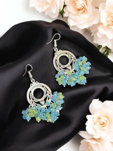 Fashion Crystal Earrings blue with green