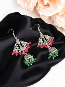 Fashion agate Earrings red with green