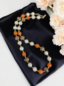 Shell Pearls With Agate Necklace Orange