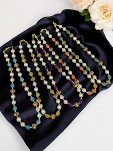 Shell Pearls With Agate Necklace Pack Of 5 Sets