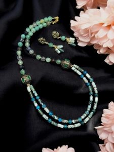 Gemstone tube beads with fluorite replica agate beads with victorian spacers 