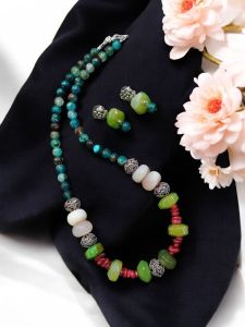 Onyx Necklace With German Silver Spacers 
