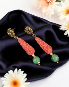 Synthetic Carved Coral And Onyx peach