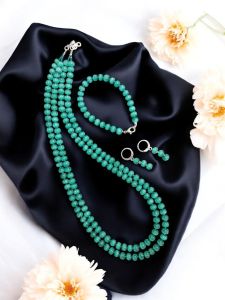 Monolisa Pumpkin Necklaces with Bracelet and Earrings Peacock Green
