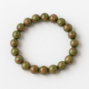 Natural Gemstone (Unakite) Bracelet With Buddha Charms