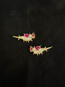 Jadau charms,Bird,White and Pink,sold by 1 pair
