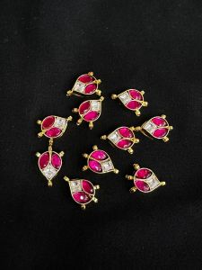 Jadau charms,Drop,white and pink,sold by 1 pair