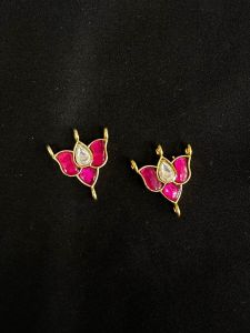 Jadau charms,Lotus,White and pink,sold by 1 pair