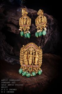 High Quality Antique Gold Ram Parivar Pendant set