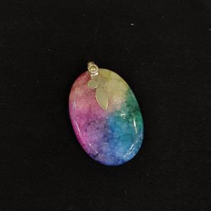 Natural Lace Agate Pendant,Oval,Multicolor