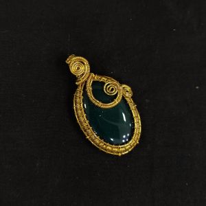 Natural Lace Agate Pendant,Oval,Green