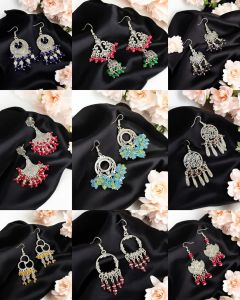 Crystal Earrings , Assorted pack of 9 pairs