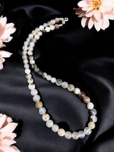 Graduated Onyx Necklace,Black and White 