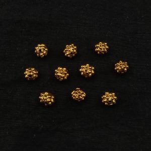 Antique Gold Nakshi balls ,flower shape 7x9mm 