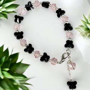 Butterfly Crystal Bracelets,Black and Pink