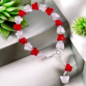 Butterfly Crystal Bracelets,Pink and Red