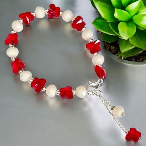 Butterfly Crystal Bracelets,Red and White