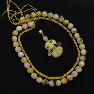 Combo OF Gemstone Pendant With Agate Beads multicolour