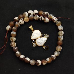 Combo OF Gemstone Pendant With Agate Beads multicolour