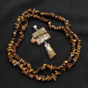 Combo OF Gemstone Pendant With Agate Beads multicolour
