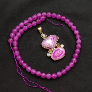 Combo OF Gemstone Pendant With Agate Beads multicolour